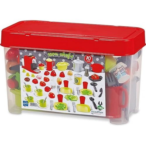 Jouets - 2698 - Coffret dinette 70 pièces - Solide et Pratique pour Le Rangement - Jeu d'imitation - Dès 18 Mois - Fabriqué en France, Multicouleur.[G806]