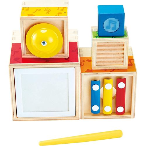 Boite Musical Gigognes - Jeu de Cubes Sonores à Empiler - Jouet en Bois Musical pour Bébé dès 18 Mois - Cadeau Naissance 1er Age - Enfant Fille et Garçon - Jouets d'Éveil et de Motricité.[G1006]