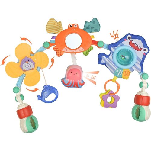 Arche Eveil Bebe, Réglable Arche D'activités Pour Bébé Avec Hochet Moulin À Vent, Arche Poussette Bebe Pour Plupart Poussettes, Jouets D'éveil Bebe Cadeau Pour 0 3 6 12 Mois Garçon Fille.[G397]