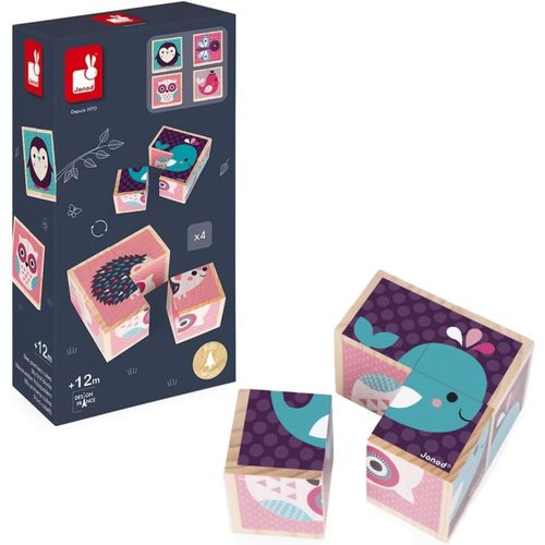 Mes Premiers Cubes, Bébés Animaux - Puzzle en Bois pour Enfant - Jouet d¿Eveil et d¿Empilement Premier Âge - Développe la Mémoire - Jouet en Bois - Dès 1 An, J08001.[G406]