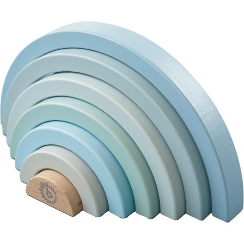 Bieco Jouets de motricité bébé Arc-en-Ciel en Bois Blocs de Construction Arc-en-Ciel en Bois Bleu Pastel | Puzzle Arc-en-Ciel en Bois | Arc-en-Ciel en Bois | Jouets de motricité dès 1 an.[G858]