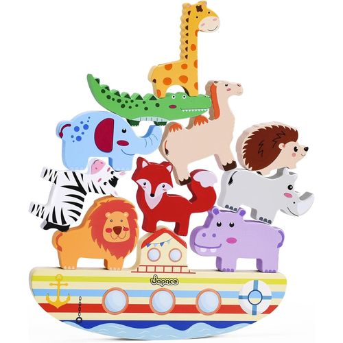 Jouet à Empiler en Bois Animaux, Arche de Noé Bloc de Bois Blocs de Construction, D'empilage Jouet L'équilibre Jeux Enfants Montessori Éducatifs Cadeaux pour Garçons Filles 3 4 5 6 Ans.[G1440]