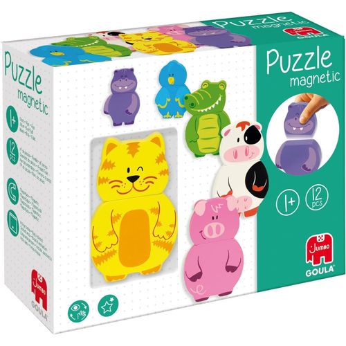Puzzle magnétique interchangeable - Puzzle enfant en bois - Dès 1 an - 12 pièces - Multicolore.[G647]