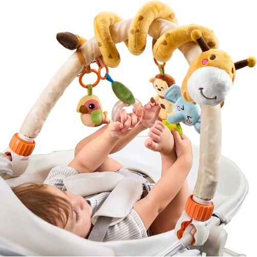2-In-1 Spirale D'activité Bébé Avec Arche Eveil Jouet Poussette Pour Bebe 0 3 6 9 Mois, Suspendu Jeux Eveil Avec Hochet Et Anneaux De Dentition Pour Auto, Stroller Arch, Berceau, Cosy Cadeau.[G1261]