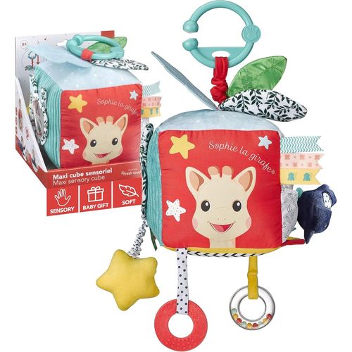 Maxi Cube Sensoriel - Facile À Manipuler - Jeu D'eveil Pour Bébé - 9 Activités - Crochet Pour Accrocher À La Poussette - Multicolore.[G694]
