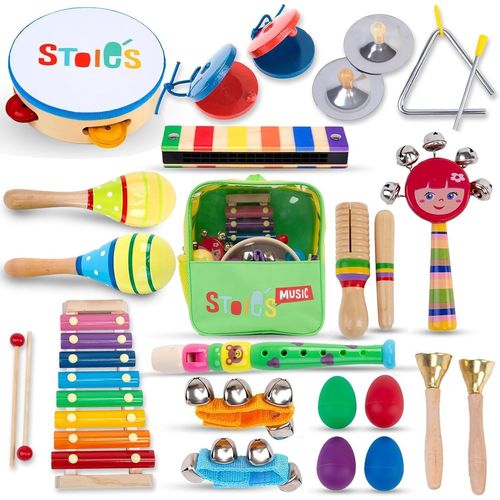 STOIE'S 26 PCS Instrument de Musique Enfant 3 Ans Batteries et Percussions pour Enfants Montessori Instruments de Musique Bebe Xylophone Tambourin Jouet Musique.[G1082]