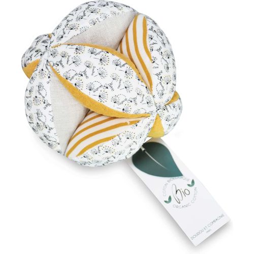 - Balle d'Eveil avec Hochet - Pollen l'Abeille - En Coton Bio - 15 Cm - Jaune et Blanc - Idée Cadeau de Naissance Fille et Garçon - Garantie Doudou Perdu - DC3846.[G1289]