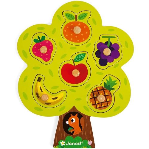 Puzzle Arbre Gourmand - 6 Pièces + 1 Plateau - Jouet d'Éveil en Bois - Jeu Éducatif, Développer la Mémoire - Dès 18 Mois, J07061.[G306]