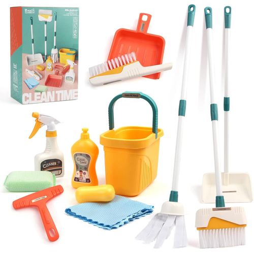 Kit de Nettoyage pour Enfants, 12 pièces Kit Menage Jouet, Balai Enfant Jouet de Nettoyage pour Les Filles Garçons Cadeau âge 2 3 4 5 6 Ans.[G294]