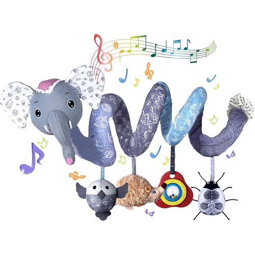 Spirale d'activité Bébé, Spirale Poussette Bebe, Peluche Jouets pour Poussettes, Jouet Eveil Bebe 0-3 Mois, Cadeau Jouets de Landau pour Nouveau 6 9 12+ Mois (1. Grey).[G711]