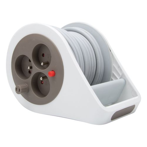 Mini enrouleur design 3 prises 7m taupe - Zenitech