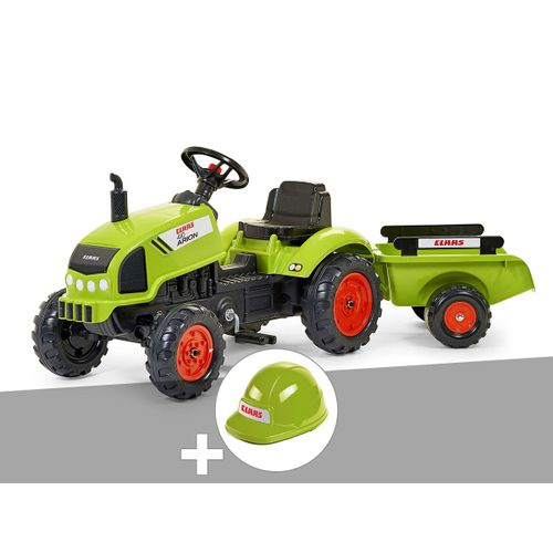 Tracteur Enfant Claas Arion 410 Avec Remorque 2 ? 5 Ans Falk + Casque