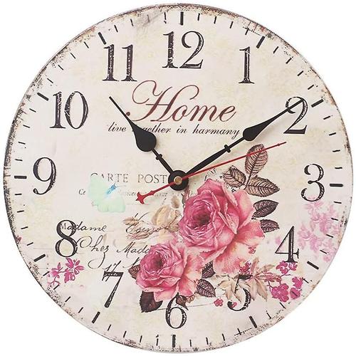 13 pouces 34cm bois horloge murale vintage silencieuse horloge horloge murale sans bruits de tic-tac