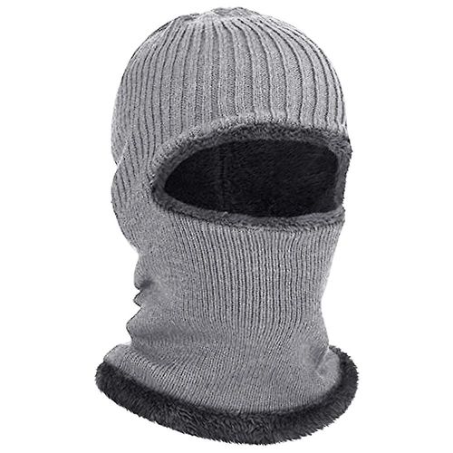 Masque Intégral Tricoté Masque De Ski Doublé En Polaire D'hiver Pour Hommes Femmes Faveurs D'hiver (Gris)