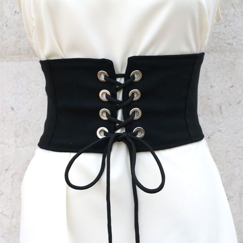2pcs Large Tissu Jupe Accessoire Oeillet Attaché Taille Noeud Arc Fermeture À Glissière Noir