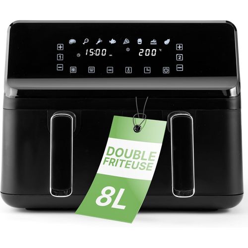 Double friteuse à air chaud | Capacité 8L | Système de cuisson simultanée | Airfryer XXL avec 2 cuves séparées | 8 programmes automatiques | Economie de temps et d'énergie | FR 3804 H.[G412]