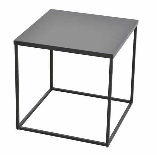 Table D'appoint Carrée Table Basse Porte Plantes En Métal Noir Med05134