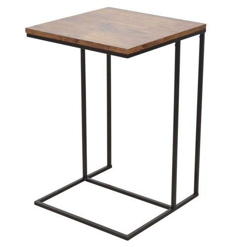 Table D'appoint Porte Fleurs Intemporelle Cadre En Acier Plateau En Plastique Noir/Marron Taba05122