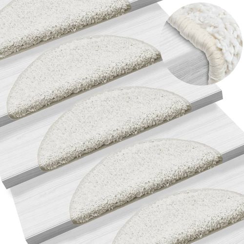 15 Tapis D'escalier Blanc Avec Bandes Adhésives 56 X 20 Cm Dec023566