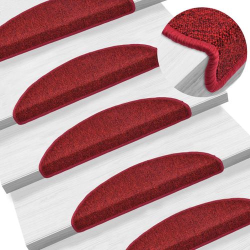 Tapis D'escalier 15 Pièces Rouge Bordeaux 56 X 17 X 3 Cm Dec023549