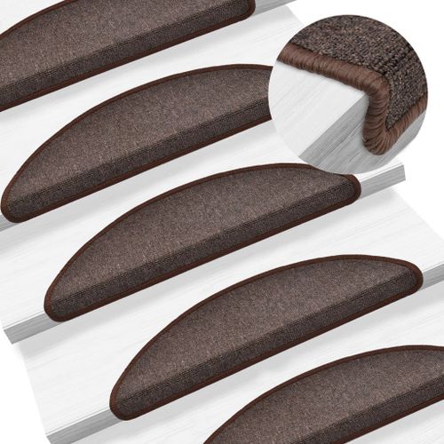 Tapis D'escalier 15 Pièces Marron Café 56 X 17 X 3 Cm Dec023548