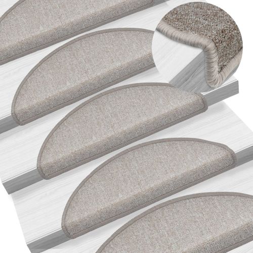 Tapis D'escalier 15 Pièces Taupe 65 X 24 X 4 Cm Dec023558