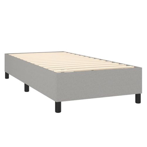 Sommier À Lattes Sur Pieds Cadre De Lit 80x200 Cm Tissu Gris Clair Tdl0207169