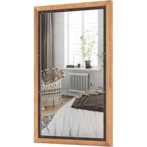 COSTWAY Miroir Mural Décoratif Rectangulaire 55 x 90 CM, Miroir Métal Verrière pour Salon, Chambre, Entrée Style Industriel