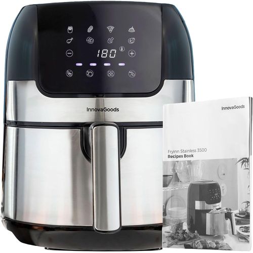 Friteuse sans Huile Fryinn 3500, Cuisson Saine et Rapide avec Technologie Air Chaud 360º, 8 Programmes Polyvalents, Nettoyage Facile, Noir/Inox, 3,5L, Plastique Aluminium.[G376]