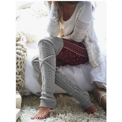 1 Paires De Nouvelles Bottes En Laine Chaudes Chaussettes De Couleur Unie Grises