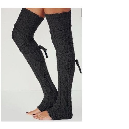 1 Paires De Nouvelles Bottes Chaudes En Laine Chaussettes Noires De Couleur Unie