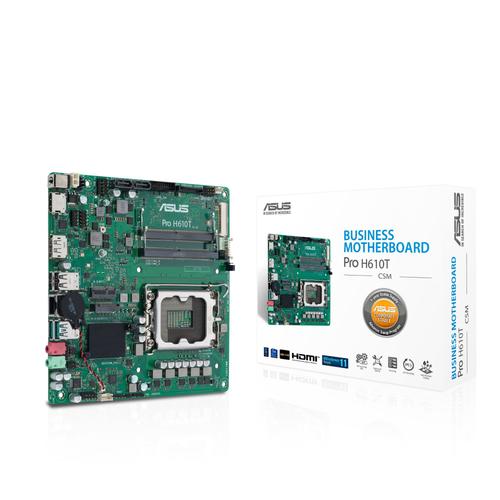 ASUS Pro H610T-CSM - Carte-mère - mini ITX - Socket LGA1700 - H610 Chipset - USB 3.2 Gen 1, USB 3.2 Gen 2 - Gigabit LAN - carte graphique embarquée (unité centrale requise) - audio HD (8 canaux)