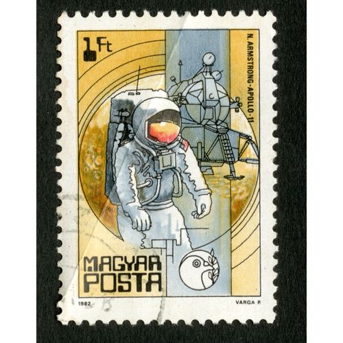 Timbre Oblitéré Magyar Posta, N.Armstrong, Apollo 11, 1982, 1 Ft