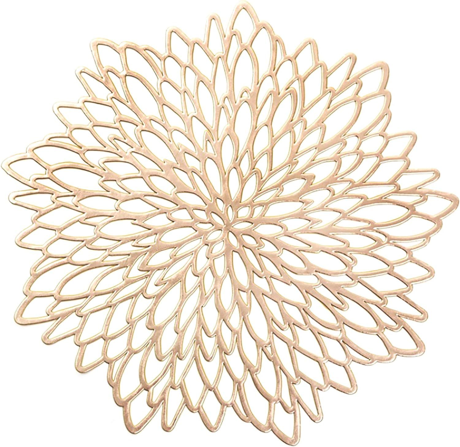 4 Sets De Table Feuilles Rondes En Pvc (Or), Sets De Table E...
