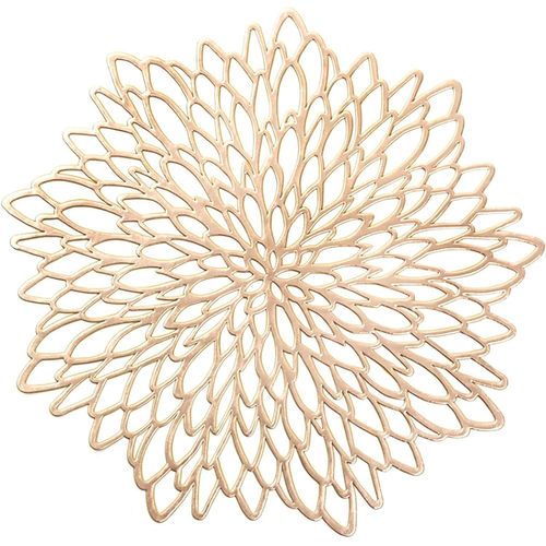 4 Sets De Table Feuilles Rondes En Pvc (Or), Sets De Table En Vinyle Lavables Et Résistants À La Chaleur, Adaptés Aux Tables De Cuisine, Sets De Table De Décorations De Mariage