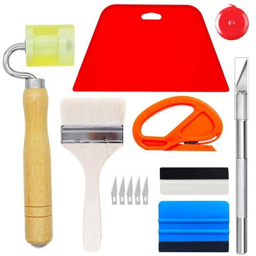 Kit D'outils De Raclette Pour Décalcomanies De Voiture De 13 Pièces, Kit D'outils De Lissage De Papier Peint Pour Peler Et Coller Du Papier Peint, Applications De Carreaux À Dos En Vinyle