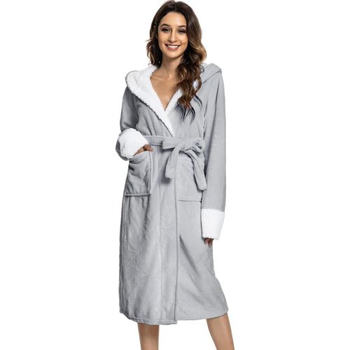 Peignoir De Bain Femme Kimono Robe De Chambre Sortie De Bain À Capuche Pyjama Hiver Chaude Peignoirs Avec Ceinture Poches Nuisette Vêtements De Nuit Pour Fête Mariage