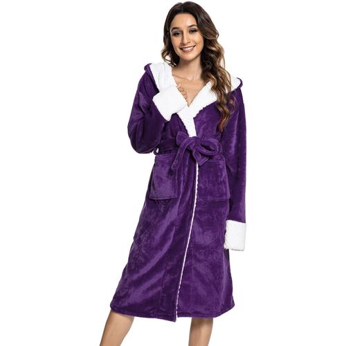 Peignoir De Bain Femme Kimono Robe De Chambre Sortie De Bain À Capuche Pyjama Hiver Chaude Peignoirs Avec Ceinture Poches Nuisette Vêtements De Nuit Pour Fête Mariage