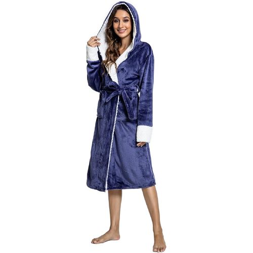 Peignoir De Bain Femme Kimono Robe De Chambre Sortie De Bain À Capuche Pyjama Hiver Chaude Peignoirs Avec Ceinture Poches Nuisette Vêtements De Nuit Pour Fête Mariage