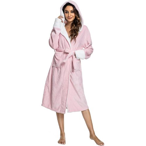 Peignoir De Bain Femme Kimono Robe De Chambre Sortie De Bain À Capuche Pyjama Hiver Chaude Peignoirs Avec Ceinture Poches Nuisette Vêtements De Nuit Pour Fête Mariage