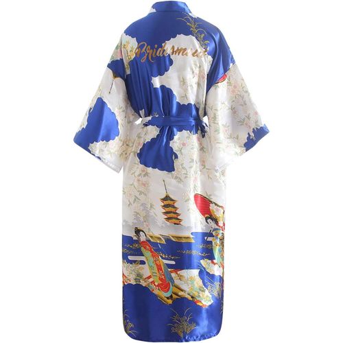 La Mariée Demoiselle D'honneur Kimono Robe Femmes,Femmes Chemises De Nuit Fleurs De Geisha,Soyeux Robe Peignoir En Satin Pyjamas S-2xl