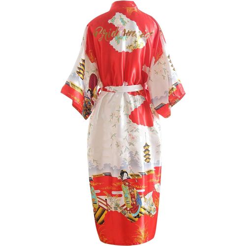 La Mariée Demoiselle D'honneur Kimono Robe Femmes,Femmes Chemises De Nuit Fleurs De Geisha,Soyeux Robe Peignoir En Satin Pyjamas S-2xl