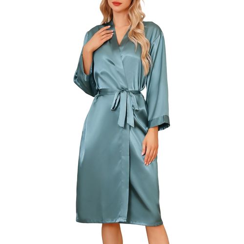 Peignoir Satin Femme Robes Longues Pour Femmes Robes De Mariée Vêtements De Nuit Doux Pour Le Mariage,Col En V,S-Xxl