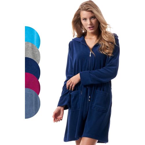 Peignoir Femme Fermeture Éclair Zippé Capuche Léger Court
