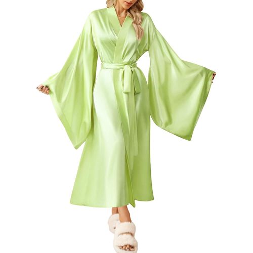 Robe De Chambre Kimono Longue En Soie Pour Femme,Robe De Chambre De Mariage,Robe De Bain En Satin,Vêtements De Nuit,Vêtements De Détente,Grande Taille