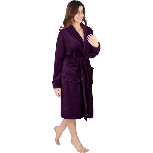 Robe De Chambre À Col Châle Pour Femme,Vêtements De Nuit Et D'intérieur Doux Et Douillets