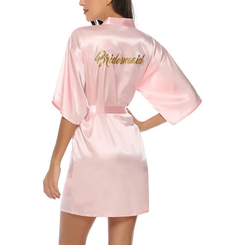 Kimono Robe Femmes Peignoir Satin Femme Robes Chambre Kimonos Chemise De Nuit Court Mariée Demoiselle D'honneur