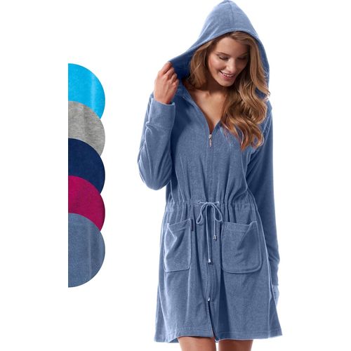 Peignoir Femme Fermeture Éclair Zippé Capuche Léger Court