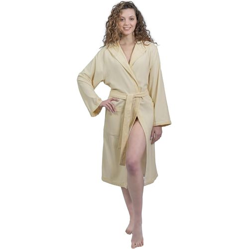 Peignoir Pour Femme Avec Capuche,Design Et Fabrication Italienne,En 100% Coton,Ultra Fin,Super Absorbant,Anti-Boulochage,Avec 2 Serviettes Incluses