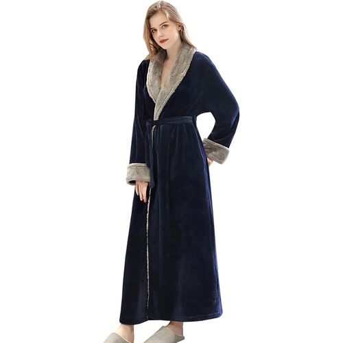 Robe De Chambre Femme Polaire Longue Peignoir Robe D Interieur Hiver Chaude Doux Microfibre Flanelle